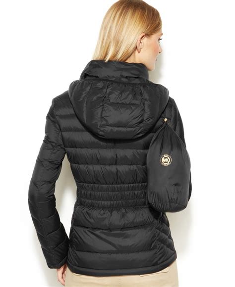 michael kors black jacket with gold zipper|Michael Kors black puffer jacket.